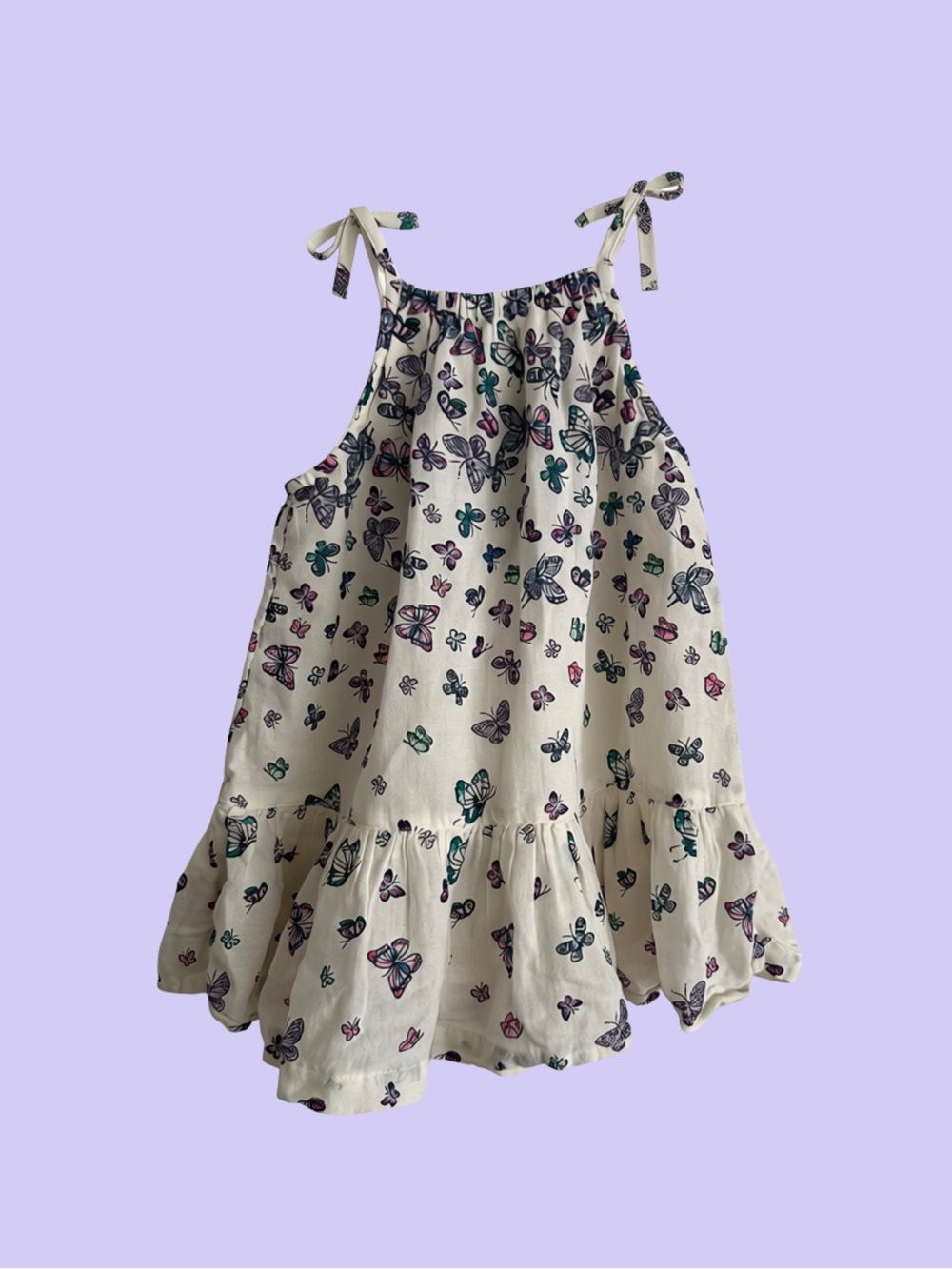 OLD NAVY Butterfly Baby Blouse SIZE 12-18 MONTHS Playful Vibrant Shoulder Tie
